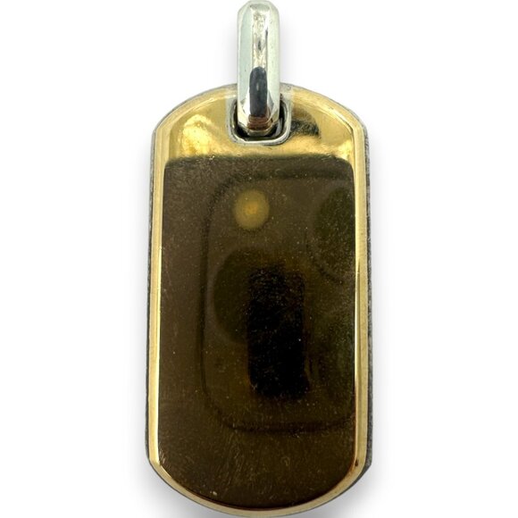 David Yurman 925 Silver 18kt Gold Reversible Chevron Dog Tag Pendant Charm